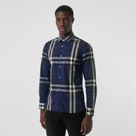 burberry stretch cotton check shirt